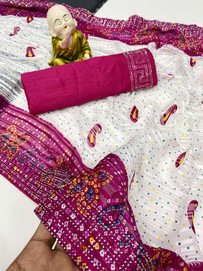 Georgette Rin196 143 Sarees  Georgette Printed Bandhani Bandhej Sarees