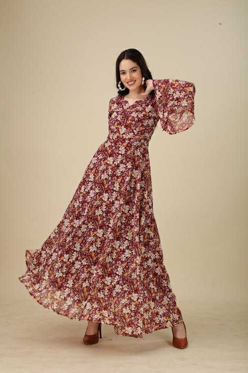 Georgette Rin197 Rrf07 Gowns  Printed Fancy Party Long Georgette Gowns