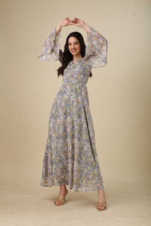 Georgette Rin197 Rrf07 Gowns  Printed Fancy Party Long Georgette Gowns