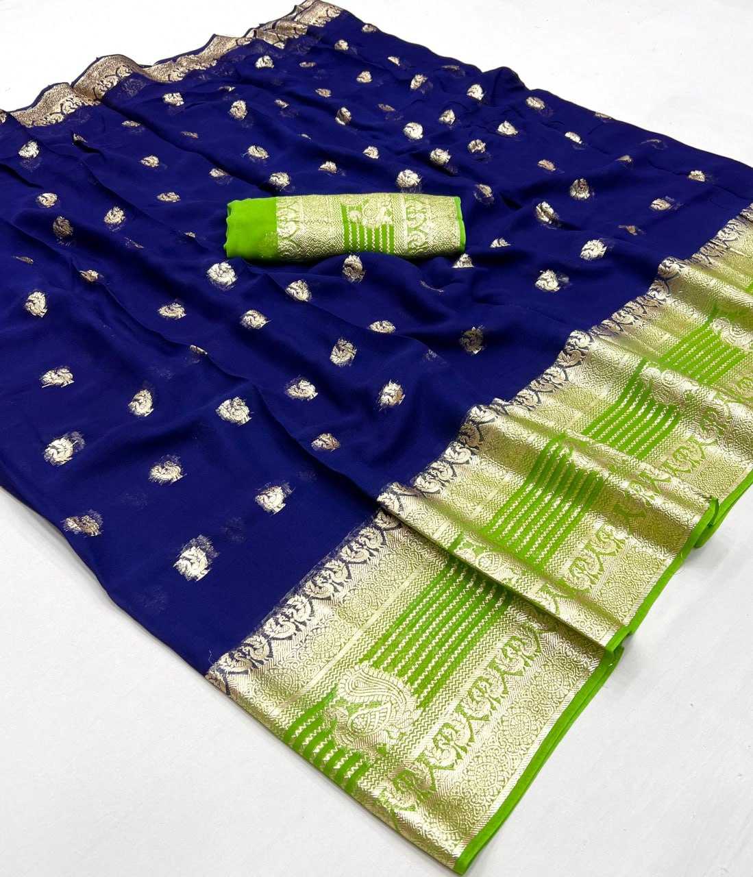 Georgette Rin198 Raa04 Sarees  Georgette Viscose Zari Border Sarees