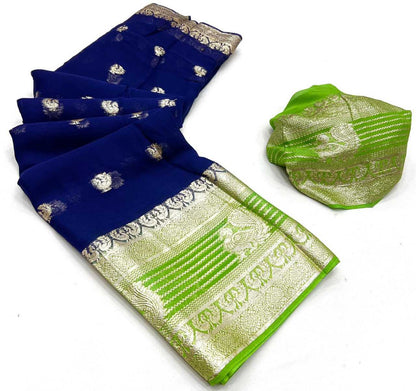 Georgette Rin198 Raa04 Sarees  Georgette Viscose Zari Border Sarees