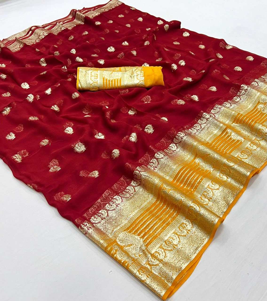 Georgette Rin198 Raa04 Sarees  Georgette Viscose Zari Border Sarees