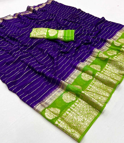 Georgette Rin198 Raa13 Sarees  Georgette Ladies Zari Border Viscose Sarees