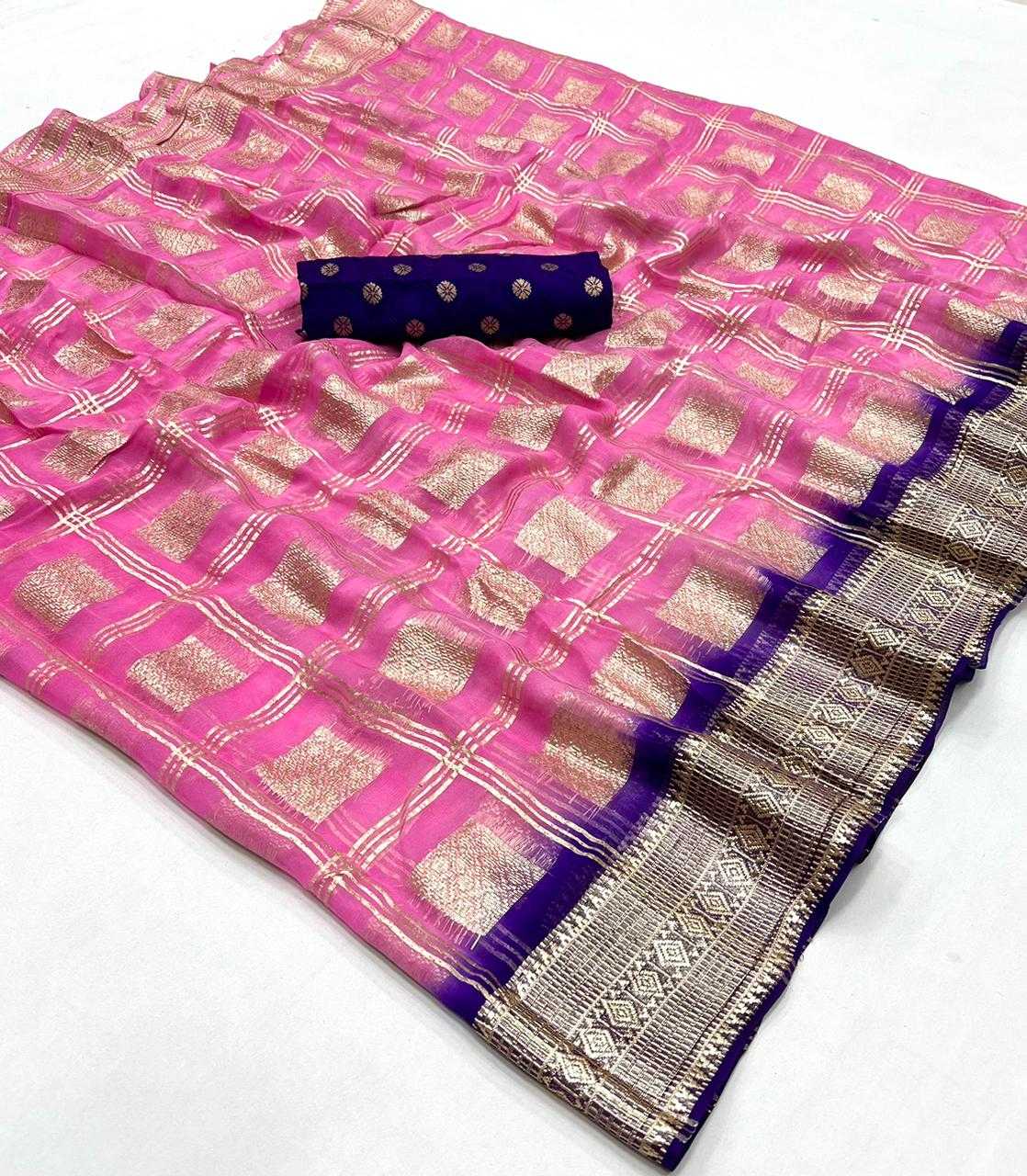 Georgette Rin198 Raa28 Sarees  Georgette Ladies Zari Border Viscose Zari Sarees