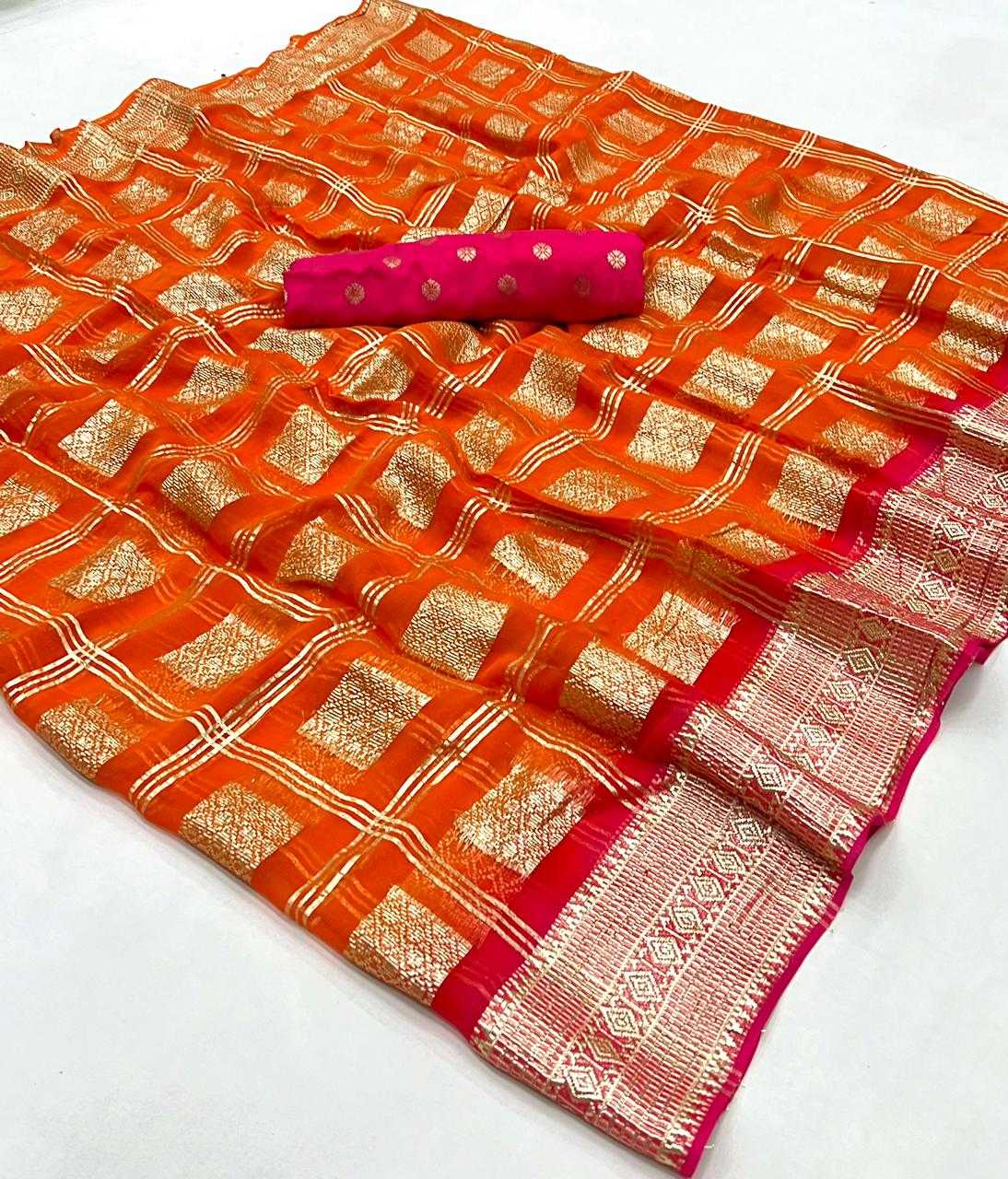 Georgette Rin198 Raa28 Sarees  Georgette Ladies Zari Border Viscose Zari Sarees