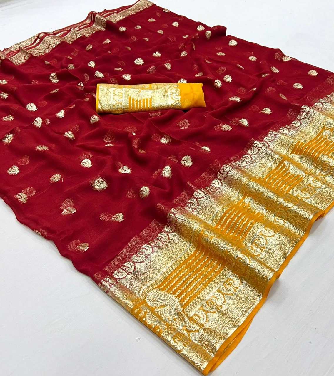 Georgette Rin198 Raa33 Sarees  Georgette Ladies Viscose Zari Sarees