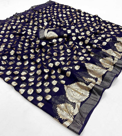 Georgette Rin199 Smh18 Sarees  Georgette Butta Sequins Work Viscose Zari Sarees