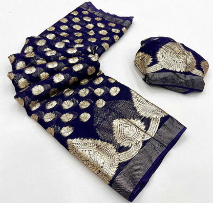 Georgette Rin199 Smh18 Sarees  Georgette Butta Sequins Work Viscose Zari Sarees