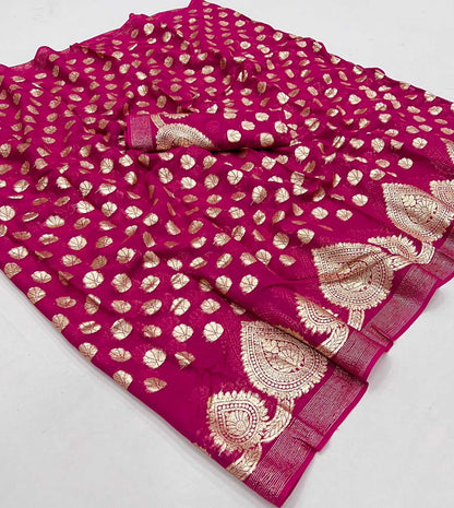 Georgette Rin199 Smh18 Sarees  Georgette Butta Sequins Work Viscose Zari Sarees