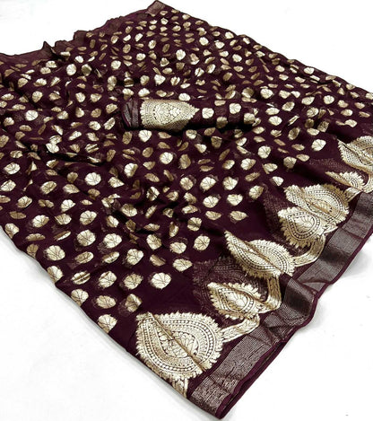 Georgette Rin199 Smh18 Sarees  Georgette Butta Sequins Work Viscose Zari Sarees