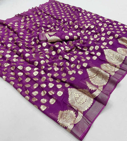 Georgette Rin199 Smh18 Sarees  Georgette Butta Sequins Work Viscose Zari Sarees