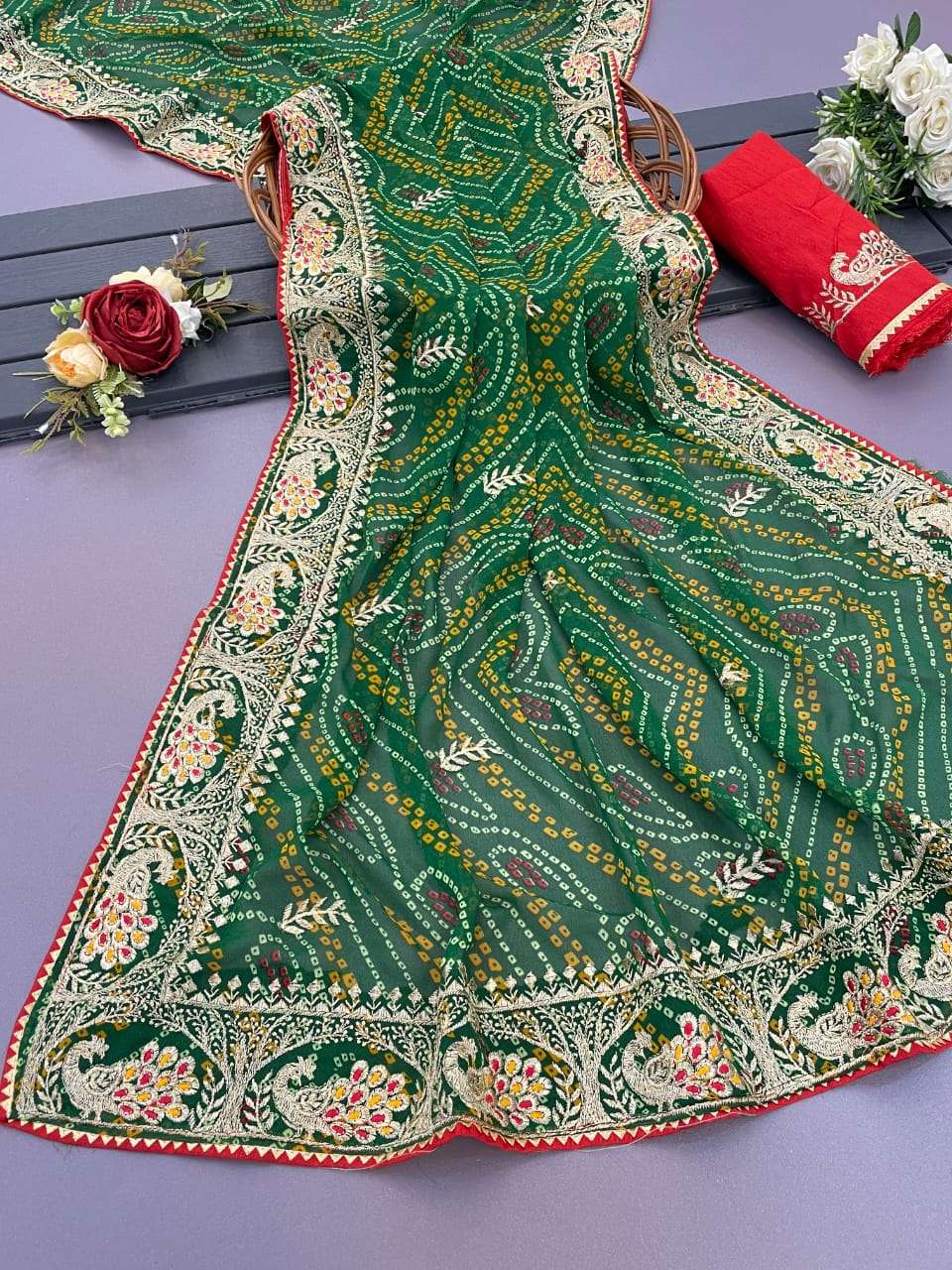 Georgette Rjk 44 Sarees  Printed Georgette Bandhani Bandhej Sarees