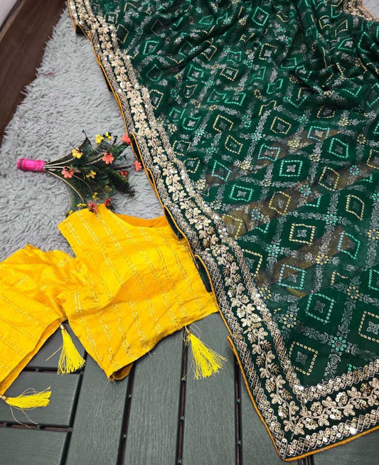 Georgette Rjk 698 Sarees  Printed Georgette Bandhani Bandhej Sarees