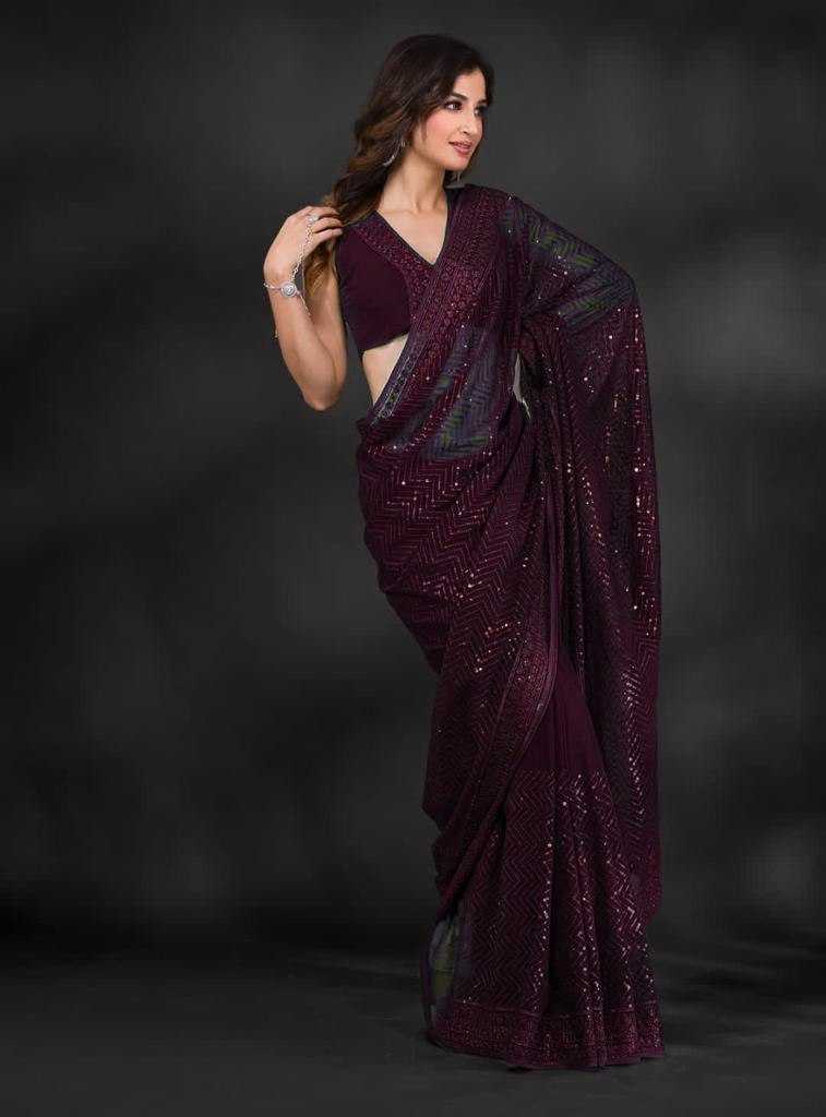 Georgette Rnc 5357 Sarees  Party Wear Georgette Embroidery Sarees