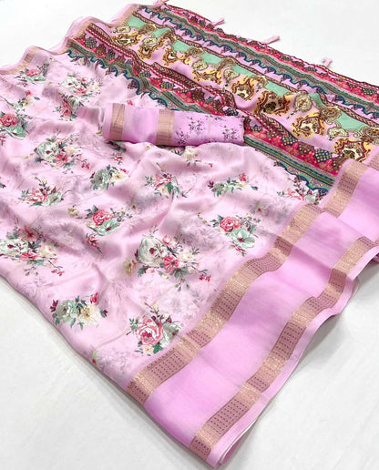 Georgette Rsa Flowers  Sarees