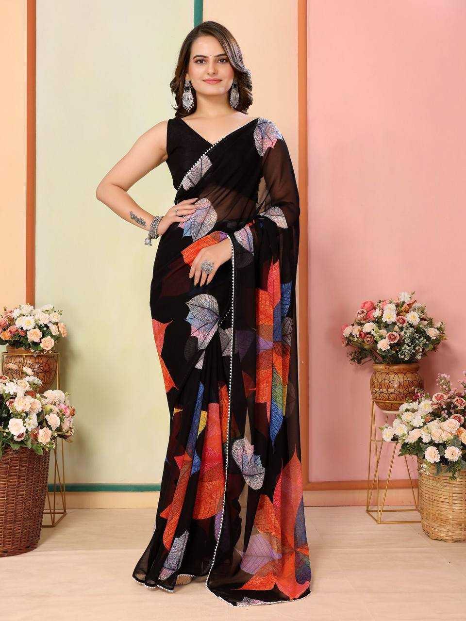 Georgette Rsf 745 Sarees  Ready To Wear Georgette Pre Draped Sarees E