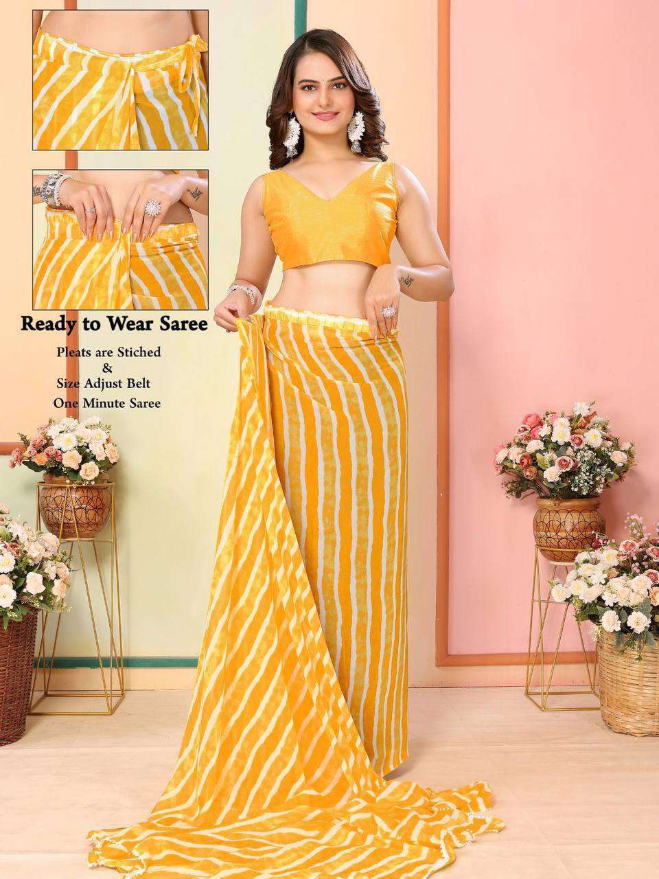 Georgette Rsf 745 Sarees  Ready To Wear Georgette Pre Draped Sarees E