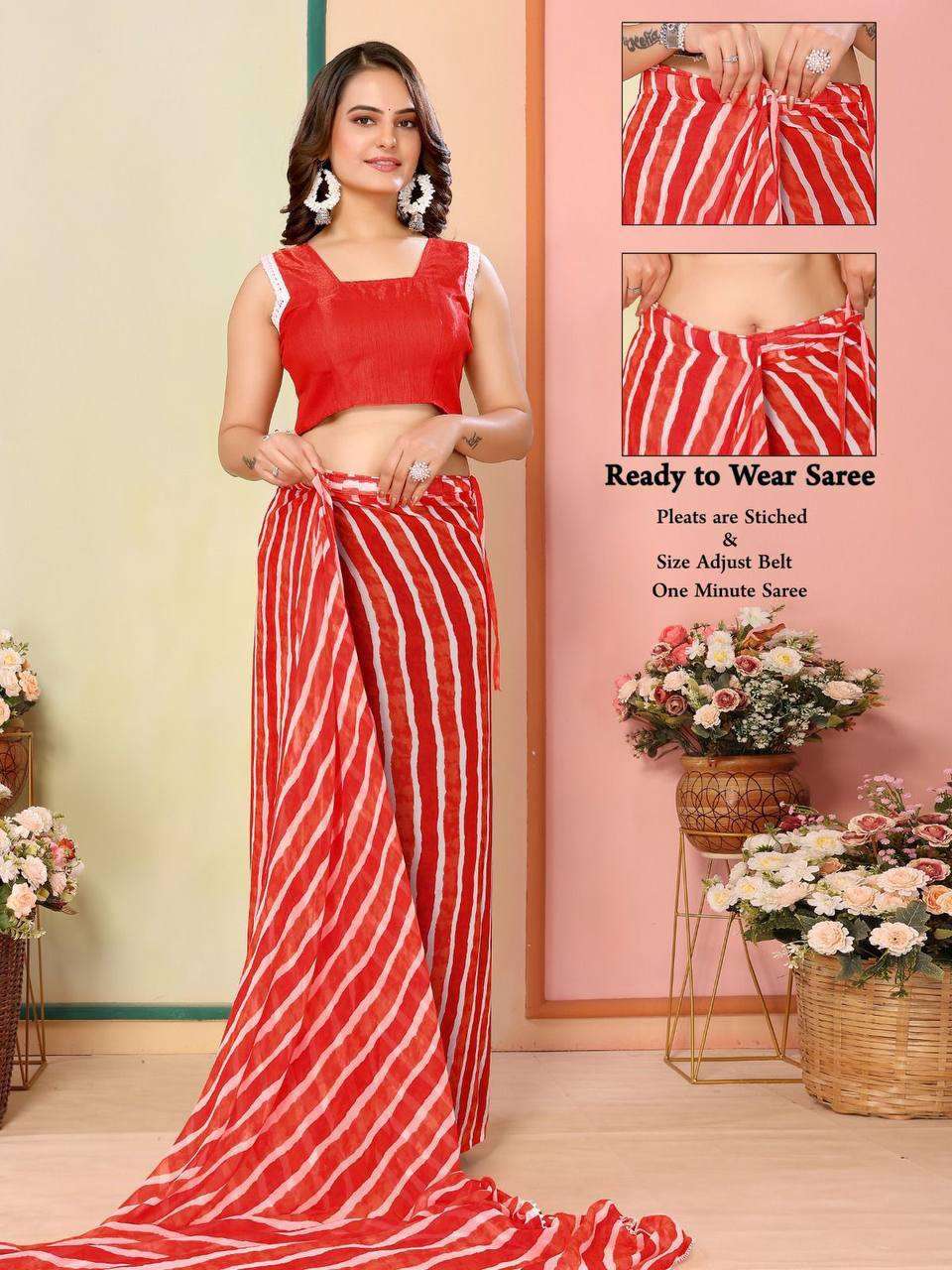 Georgette Rsf 745 Sarees  Ready To Wear Georgette Pre Draped Sarees E