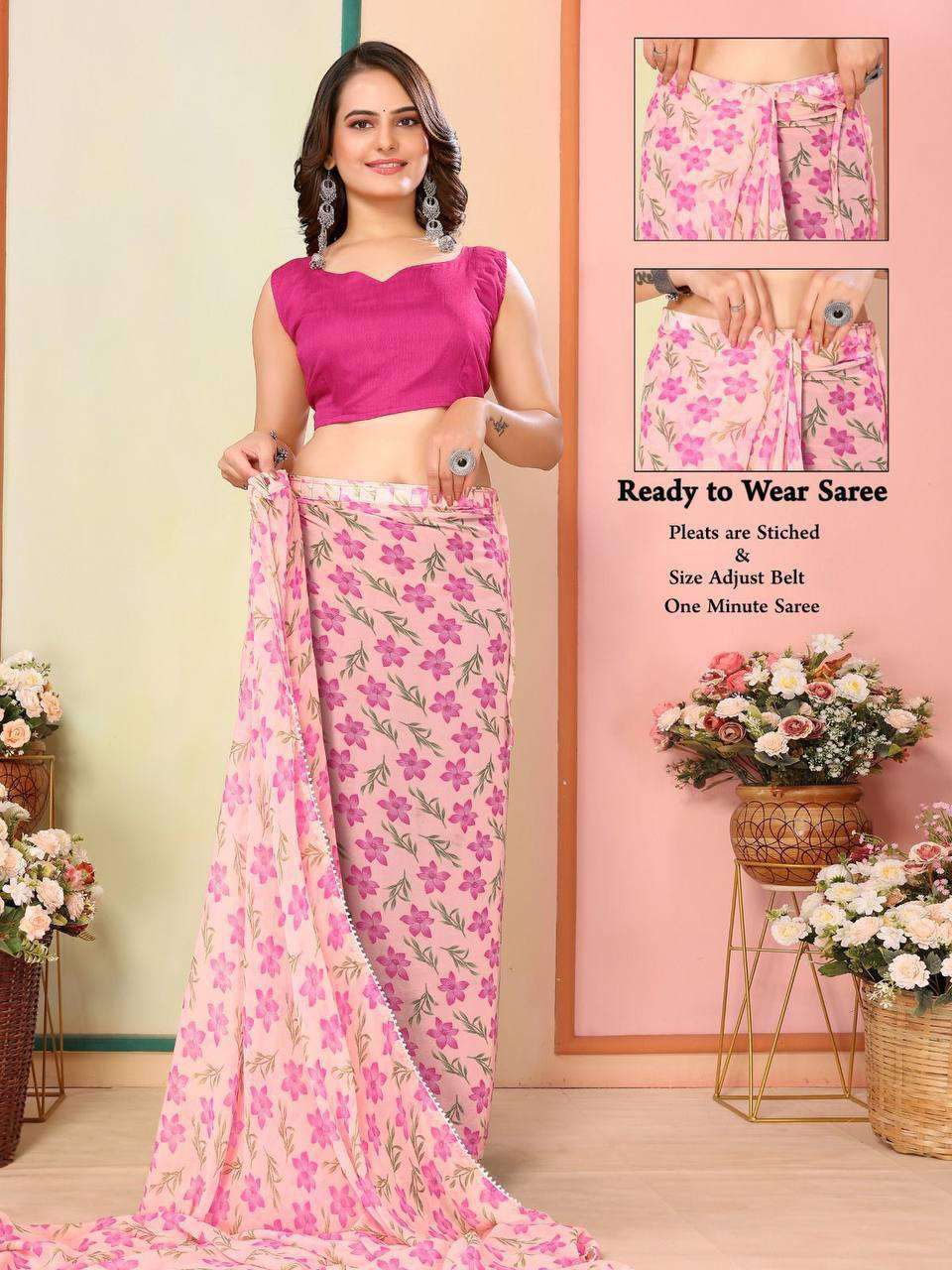 Georgette Rsf 745 Sarees  Ready To Wear Georgette Pre Draped Sarees E