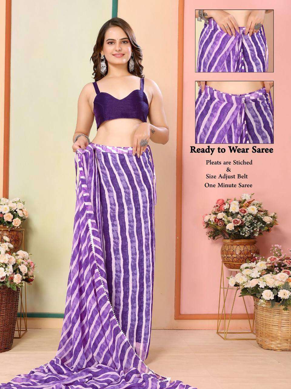 Georgette Rsf 745 Sarees  Ready To Wear Georgette Pre Draped Sarees E