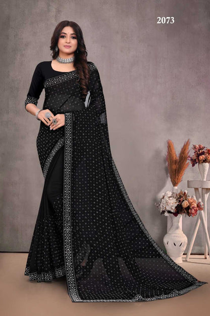 Georgette Rsrm 2073 Sarees  Party Wear Georgette Swarovski Sarees