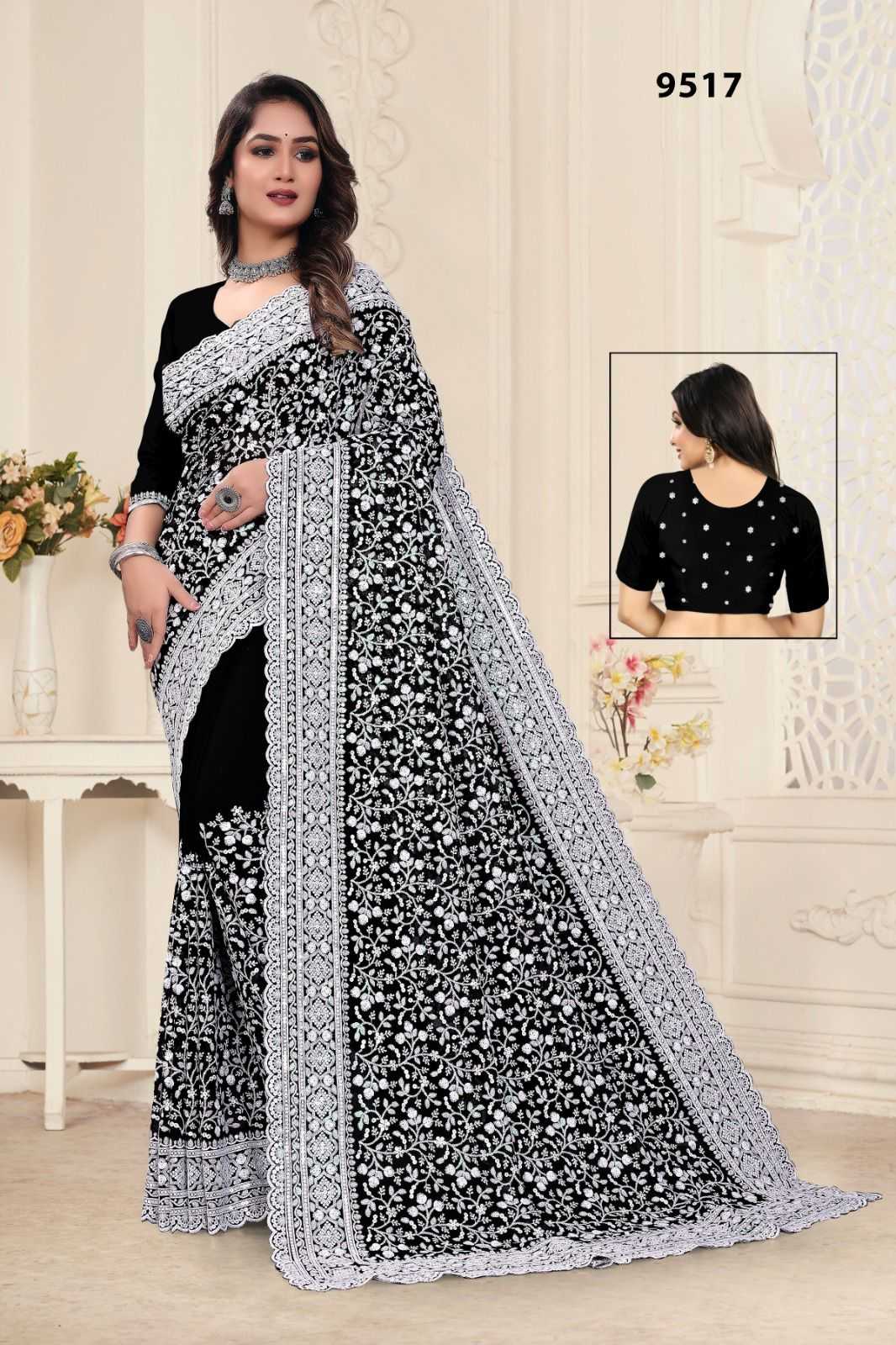 Georgette Rsrm 9517 Sarees  Fancy Embroidered Georgette Wedding Sarees