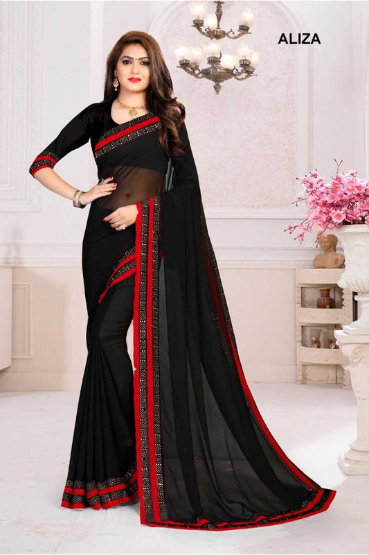 Georgette Rsrm Aliza Sarees  Fancy Lace Border Georgette Sarees E