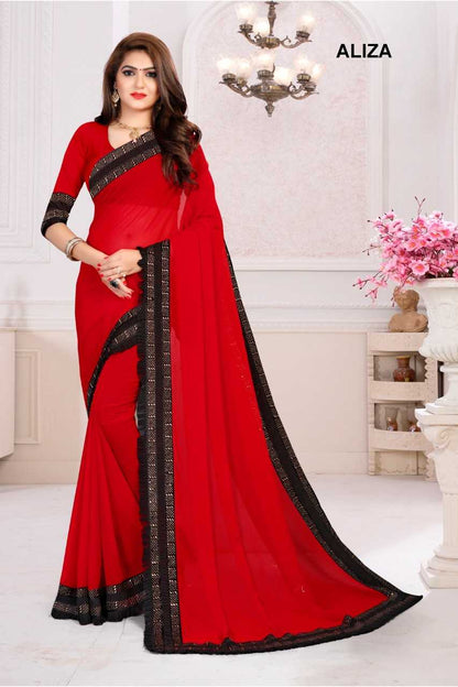 Georgette Rsrm Aliza Sarees  Fancy Lace Border Georgette Sarees E