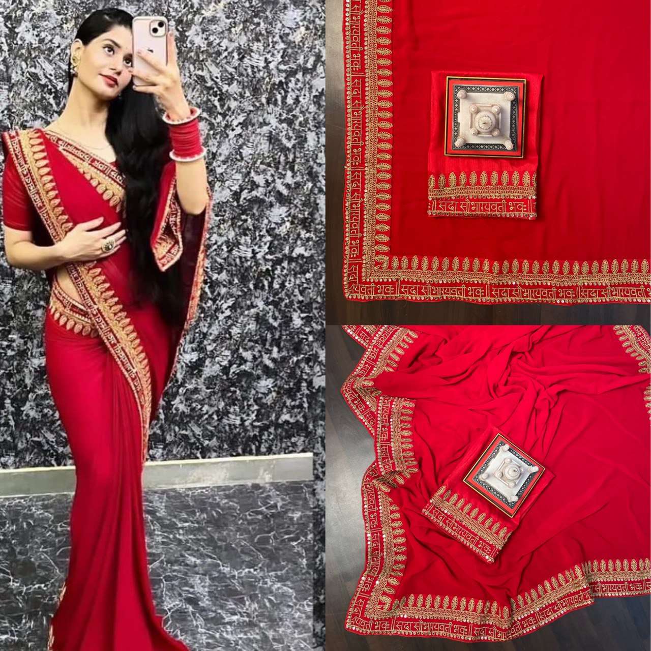 Georgette Rst 324 Sarees  Georgette Plain Lace Border Sarees