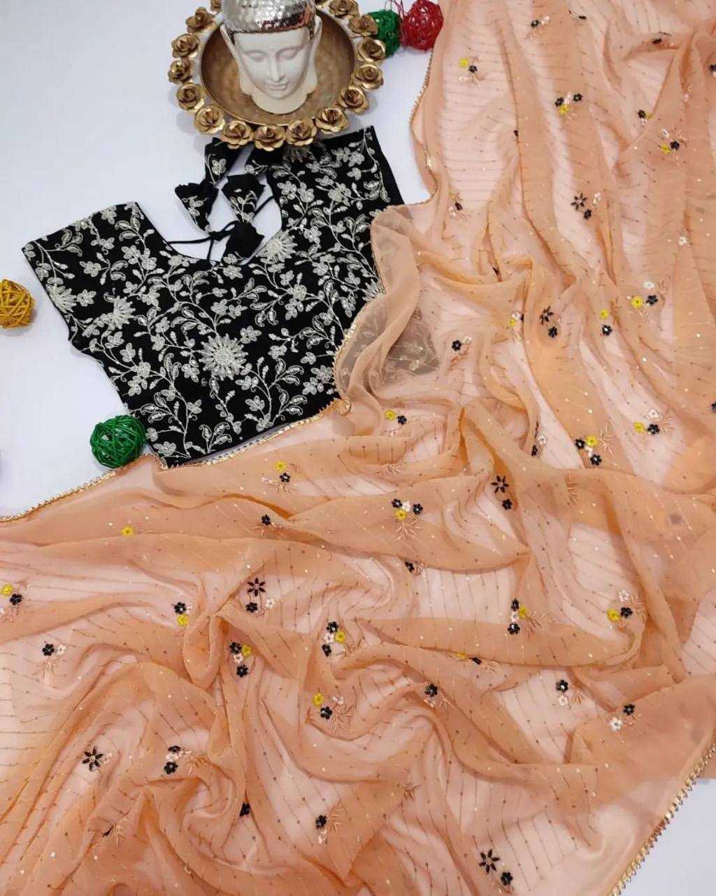 Georgette Rst 436 Sarees  Fancy Georgette Embroidery Sarees