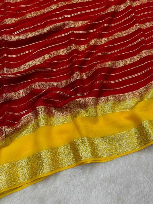 Georgette Run 21 Sarees  Fancy Georgette Jacquard Sarees