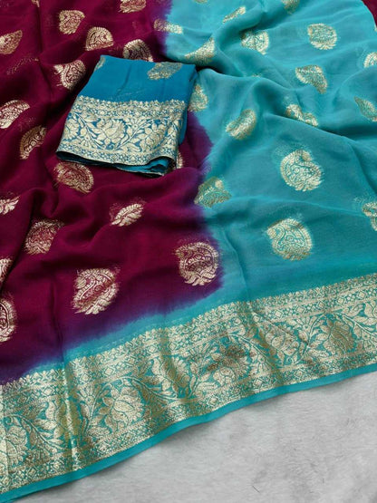 Georgette Run Carry Sarees  Georgette Indian Butta  Sarees