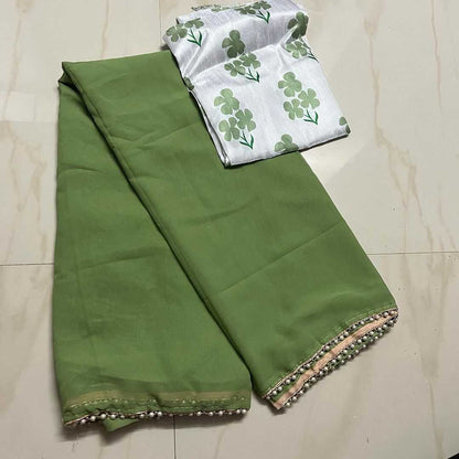 Georgette Run Kalamkari Sarees  Fancy Georgette Plain Sarees