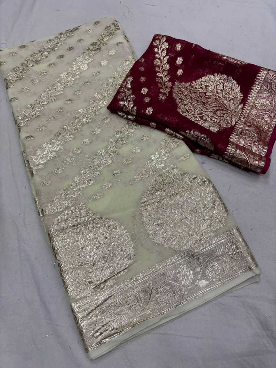 Georgette Run Leaf Sarees  Fancy Georgette Leheriya Sarees