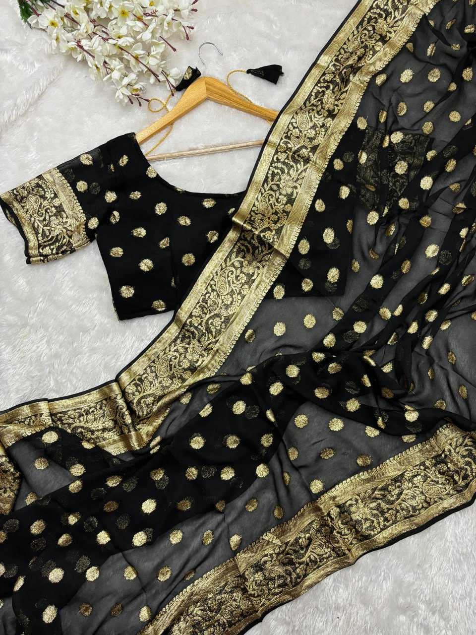 Georgette Run Matching Sarees  Fancy Georgette Indian Sarees