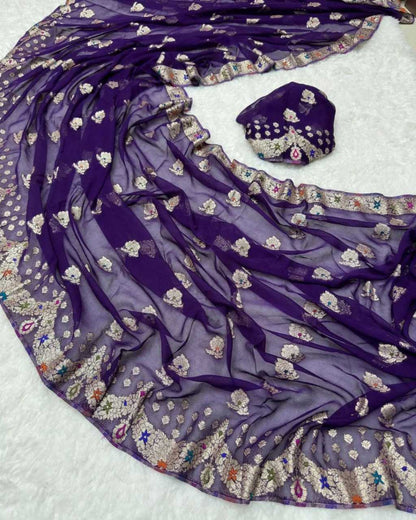 Georgette Run Mina Sarees  Fancy Georgette Butta Sarees