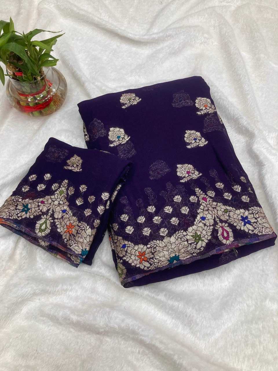 Georgette Run Mina Sarees  Fancy Georgette Butta Sarees