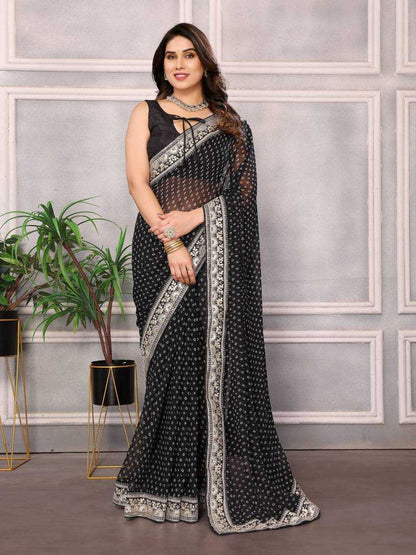 Georgette Rvl Bandhej  Saree