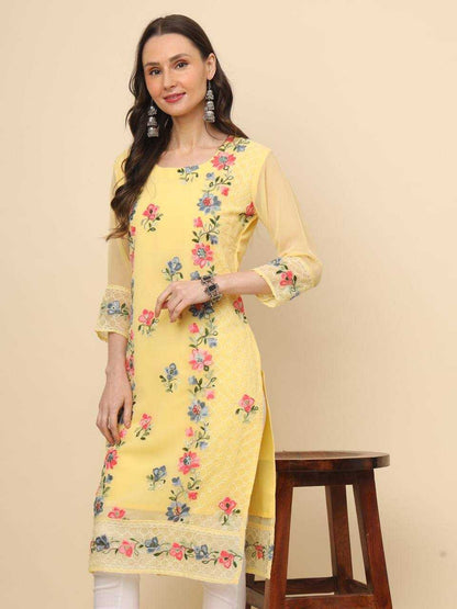 Georgette Rvl Flower4  Kurtis