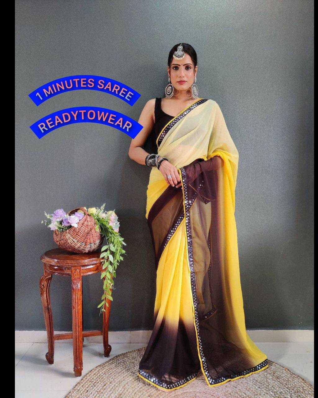 Georgette Rvr 11 Sarees  Ready To Wear Georgette Pre Draped Sarees