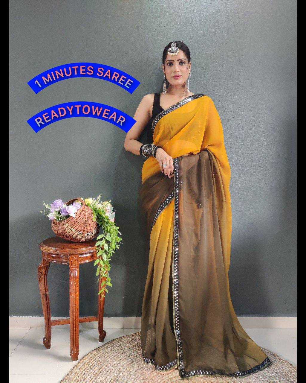 Georgette Rvr 11 Sarees  Ready To Wear Georgette Pre Draped Sarees