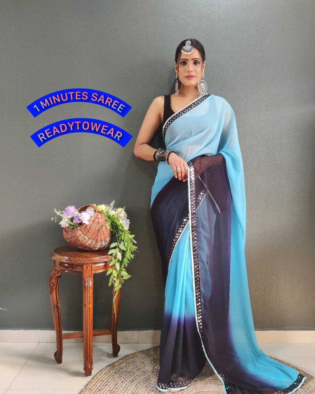 Georgette Rvr 11 Sarees  Ready To Wear Georgette Pre Draped Sarees