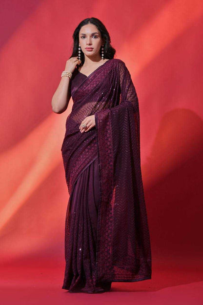 Georgette Rvt 619 Sarees  Party Wear Georgette Embroidered Sarees