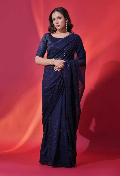 Georgette Rvt 619 Sarees  Party Wear Georgette Embroidered Sarees