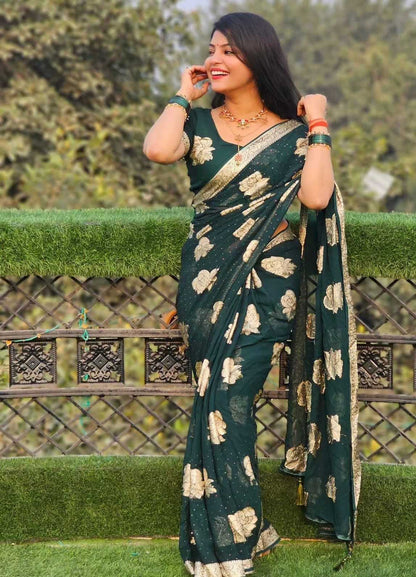 Georgette Sarees Fkm  Swaroski   Saree