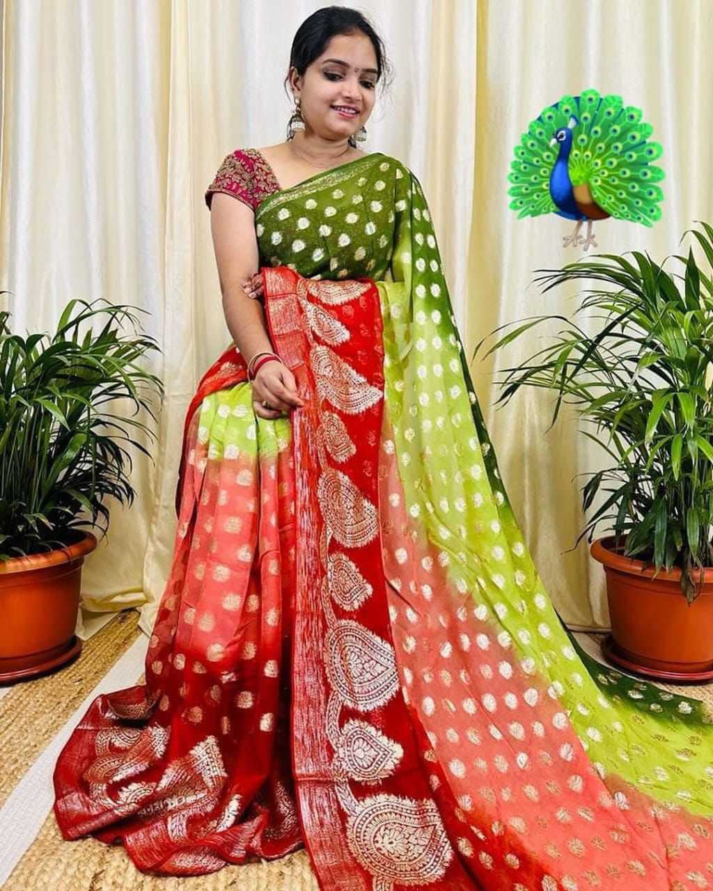 Georgette Run 4D Sarees  Fancy Georgette Butta Sarees