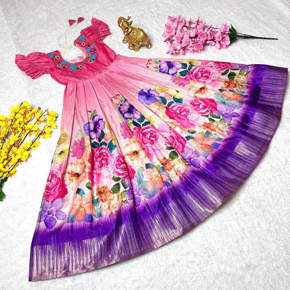 Handloom Silk Kesh109 Rrkt51 Kids Wear  Kids Gowns