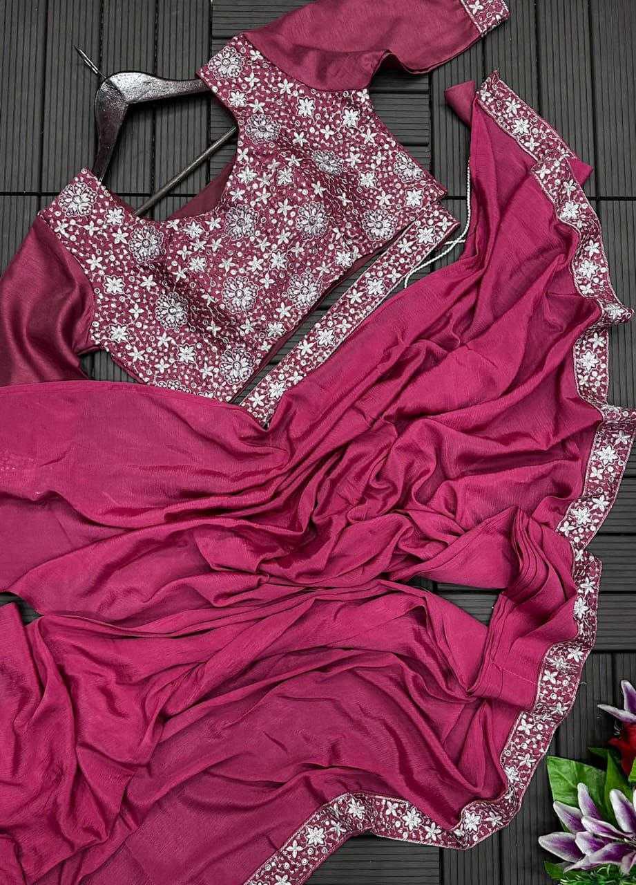 Heavy Chinnon Silk  Saree