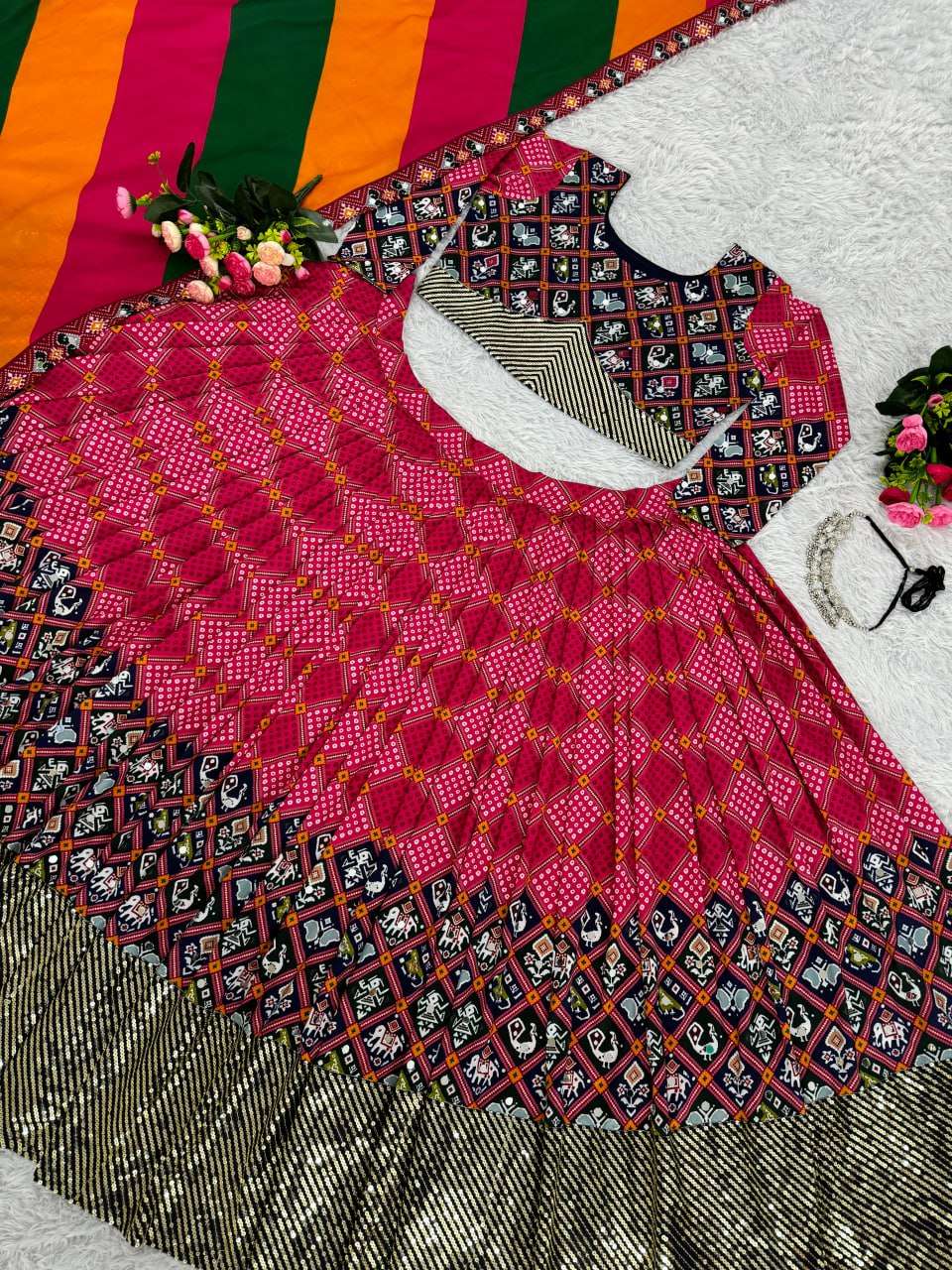 Heavy Maslin Cotton Kesh159 1301 Lehengas  Traditional Printed Navratri Chaniya Choli Lehengas