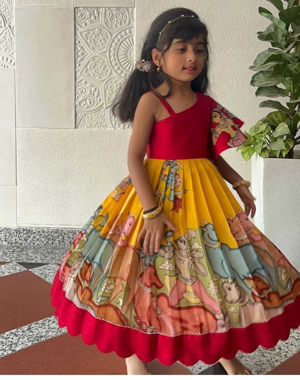 Heavy Maslin Cotton Kesh168 Mnt09 Kids Wear  Kids Gowns Girls Cotton Frocks Kids Ethnic Wear Gowns Kids Festive Wear Kids Diwali Clothes Kids Party Wear Ethnic